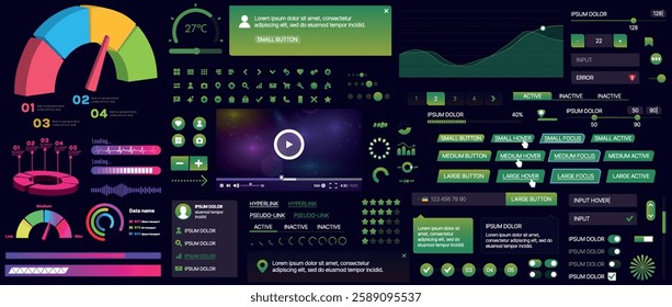 A set of UI components for mobile apps and websites. Includes buttons, panels, menus, sliders, and charts. Modern design for easy interaction, data management, and automation.