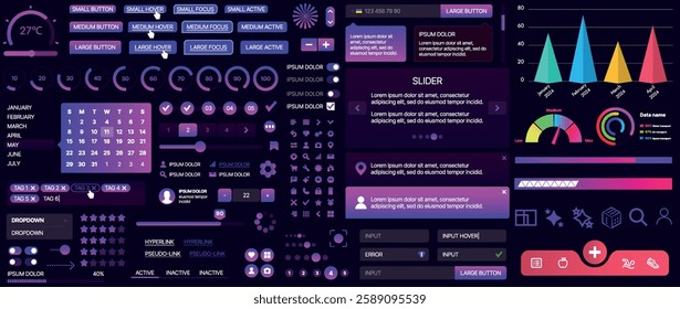 A set of UI components for mobile apps and websites. Includes buttons, panels, menus, sliders, and charts. Modern design for easy interaction, data management, and automation.