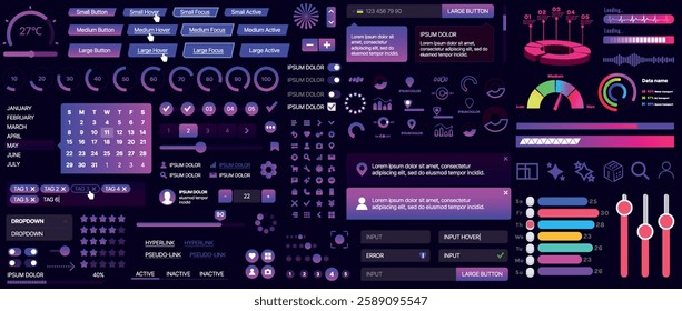 A set of UI components for mobile apps and websites. Includes buttons, panels, menus, sliders, and charts. Modern design for easy interaction, data management, and automation.