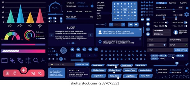 A set of UI components for mobile apps and websites. Includes buttons, panels, menus, sliders, and charts. Modern design for easy interaction, data management, and automation.