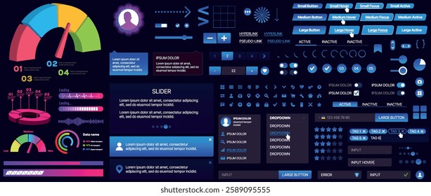 A set of UI components for mobile apps and websites. Includes buttons, panels, menus, sliders, and charts. Modern design for easy interaction, data management, and automation.