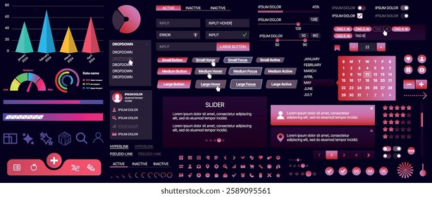 A set of UI components for mobile apps and websites. Includes buttons, panels, menus, sliders, and charts. Modern design for easy interaction, data management, and automation.