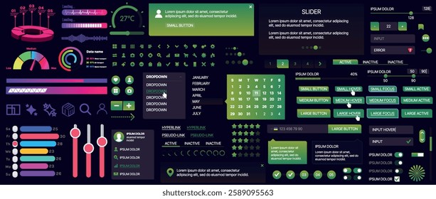 A set of UI components for mobile apps and websites. Includes buttons, panels, menus, sliders, and charts. Modern design for easy interaction, data management, and automation.