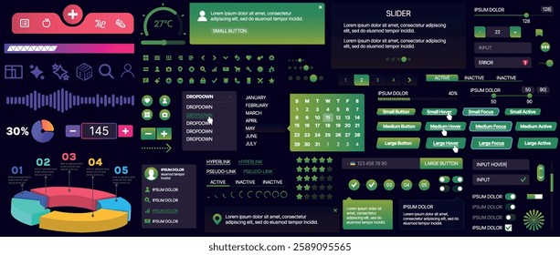 A set of UI components for mobile apps and websites. Includes buttons, panels, menus, sliders, and charts. Modern design for easy interaction, data management, and automation.