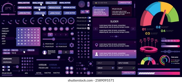 A set of UI components for mobile apps and websites. Includes buttons, panels, menus, sliders, and charts. Modern design for easy interaction, data management, and automation.