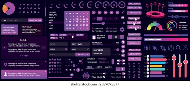 A set of UI components for mobile apps and websites. Includes buttons, panels, menus, sliders, and charts. Modern design for easy interaction, data management, and automation.