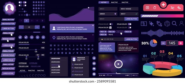 A set of UI components for mobile apps and websites. Includes buttons, panels, menus, sliders, and charts. Modern design for easy interaction, data management, and automation.