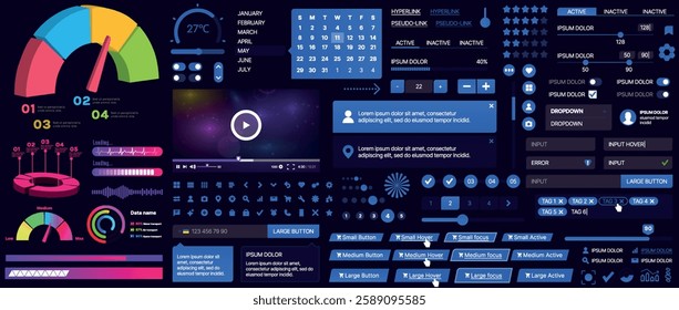 A set of UI components for mobile apps and websites. Includes buttons, panels, menus, sliders, and charts. Modern design for easy interaction, data management, and automation.