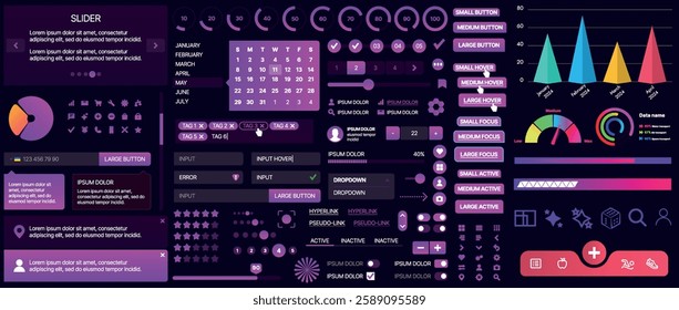 A set of UI components for mobile apps and websites. Includes buttons, panels, menus, sliders, and charts. Modern design for easy interaction, data management, and automation.