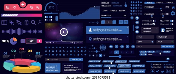 A set of UI components for mobile apps and websites. Includes buttons, panels, menus, sliders, and charts. Modern design for easy interaction, data management, and automation.