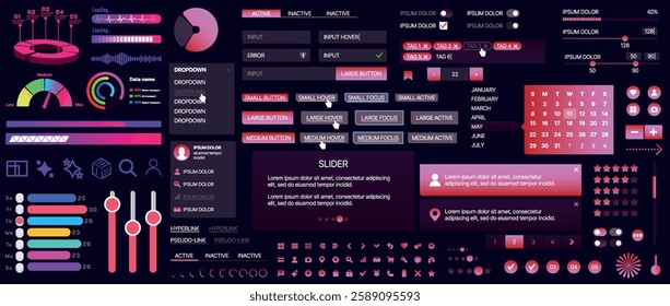 A set of UI components for mobile apps and websites. Includes buttons, panels, menus, sliders, and charts. Modern design for easy interaction, data management, and automation.