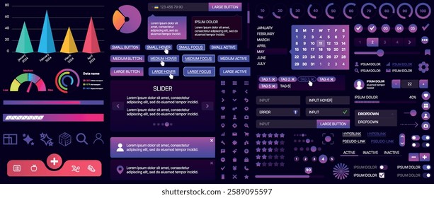 A set of UI components for mobile apps and websites. Includes buttons, panels, menus, sliders, and charts. Modern design for easy interaction, data management, and automation.