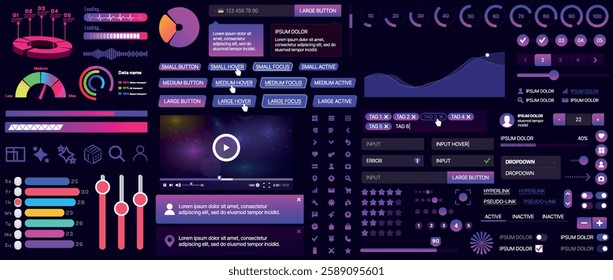 A set of UI components for mobile apps and websites. Includes buttons, panels, menus, sliders, and charts. Modern design for easy interaction, data management, and automation.