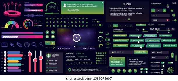 A set of UI components for mobile apps and websites. Includes buttons, panels, menus, sliders, and charts. Modern design for easy interaction, data management, and automation.