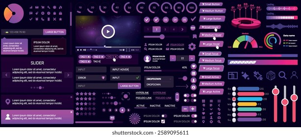 A set of UI components for mobile apps and websites. Includes buttons, panels, menus, sliders, and charts. Modern design for easy interaction, data management, and automation.