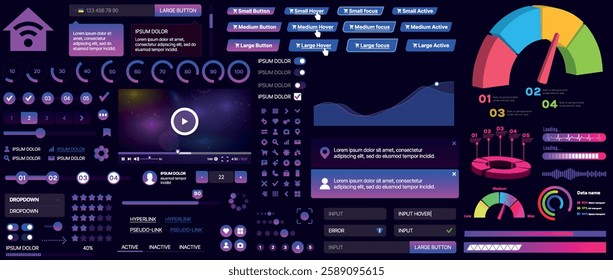 A set of UI components for mobile apps and websites. Includes buttons, panels, menus, sliders, and charts. Modern design for easy interaction, data management, and automation.