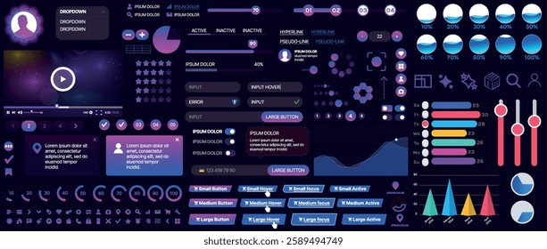 A set of UI components for mobile apps and websites. Includes buttons, panels, menus, sliders, and charts. Modern design for easy interaction, data management, and automation.