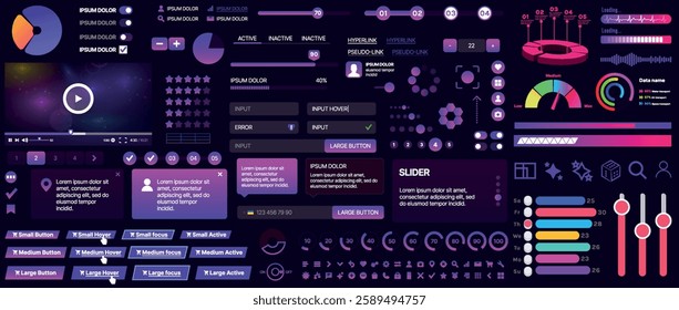 A set of UI components for mobile apps and websites. Includes buttons, panels, menus, sliders, and charts. Modern design for easy interaction, data management, and automation.