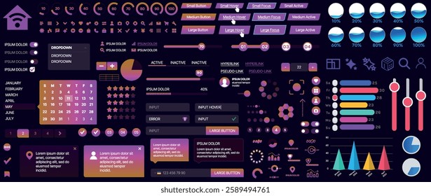 A set of UI components for mobile apps and websites. Includes buttons, panels, menus, sliders, and charts. Modern design for easy interaction, data management, and automation.