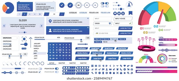 A set of UI components for mobile apps and websites. Includes buttons, panels, menus, sliders, and charts. Modern design for easy interaction, data management, and automation.