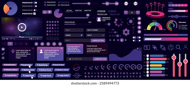 A set of UI components for mobile apps and websites. Includes buttons, panels, menus, sliders, and charts. Modern design for easy interaction, data management, and automation.