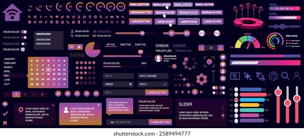 A set of UI components for mobile apps and websites. Includes buttons, panels, menus, sliders, and charts. Modern design for easy interaction, data management, and automation.