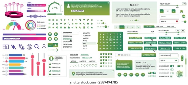 A set of UI components for mobile apps and websites. Includes buttons, panels, menus, sliders, and charts. Modern design for easy interaction, data management, and automation.