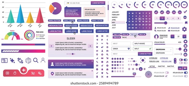 A set of UI components for mobile apps and websites. Includes buttons, panels, menus, sliders, and charts. Modern design for easy interaction, data management, and automation.