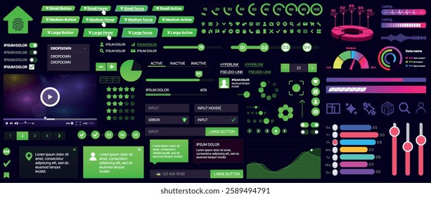 A set of UI components for mobile apps and websites. Includes buttons, panels, menus, sliders, and charts. Modern design for easy interaction, data management, and automation.