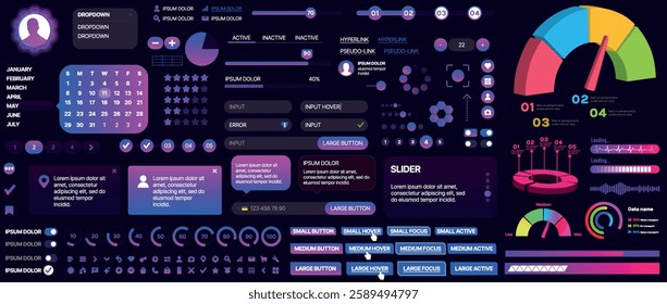 A set of UI components for mobile apps and websites. Includes buttons, panels, menus, sliders, and charts. Modern design for easy interaction, data management, and automation.