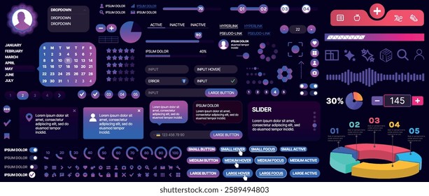 A set of UI components for mobile apps and websites. Includes buttons, panels, menus, sliders, and charts. Modern design for easy interaction, data management, and automation.