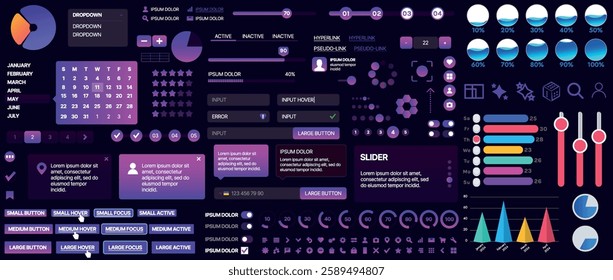 A set of UI components for mobile apps and websites. Includes buttons, panels, menus, sliders, and charts. Modern design for easy interaction, data management, and automation.