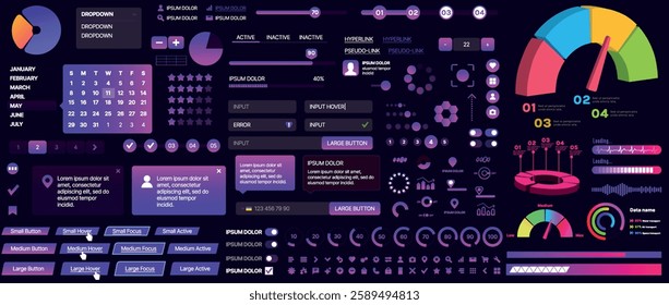 A set of UI components for mobile apps and websites. Includes buttons, panels, menus, sliders, and charts. Modern design for easy interaction, data management, and automation.