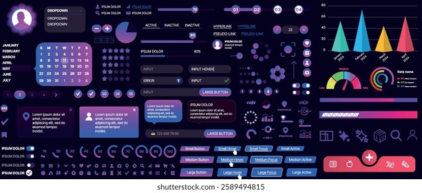 A set of UI components for mobile apps and websites. Includes buttons, panels, menus, sliders, and charts. Modern design for easy interaction, data management, and automation.