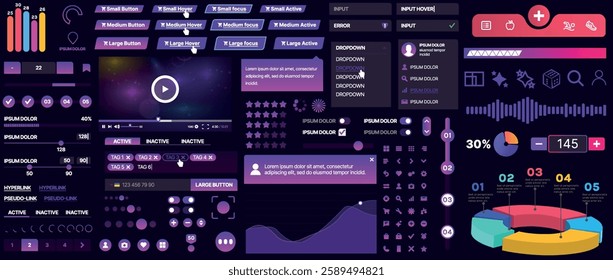 A set of UI components for mobile apps and websites. Includes buttons, panels, menus, sliders, and charts. Modern design for easy interaction, data management, and automation.