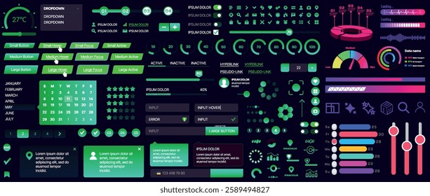 A set of UI components for mobile apps and websites. Includes buttons, panels, menus, sliders, and charts. Modern design for easy interaction, data management, and automation.