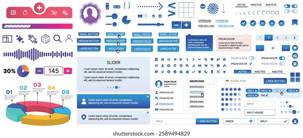 A set of UI components for mobile apps and websites. Includes buttons, panels, menus, sliders, and charts. Modern design for easy interaction, data management, and automation.