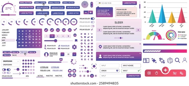 A set of UI components for mobile apps and websites. Includes buttons, panels, menus, sliders, and charts. Modern design for easy interaction, data management, and automation.