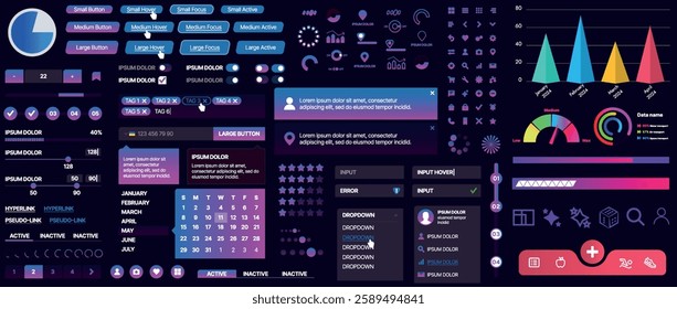 A set of UI components for mobile apps and websites. Includes buttons, panels, menus, sliders, and charts. Modern design for easy interaction, data management, and automation.