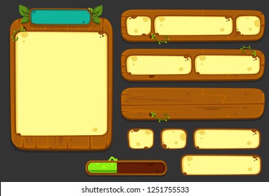 Set Of UI Elements For 2D Games And Apps, Jungle Game UI Part 2