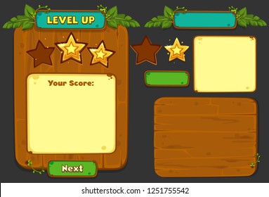 Set Of UI Elements For 2D Games And Apps, Jungle Game UI Part 4