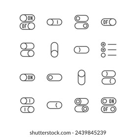 Set of ui elements related icons, tabs, switch, button, dropdown, boxes and linear variety vectors.
