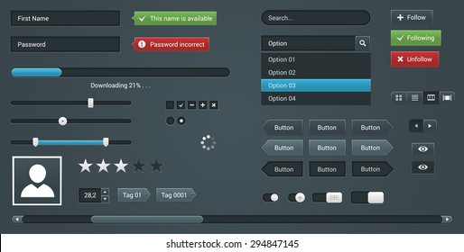 Set UI elements for Web site. Vector User Interface