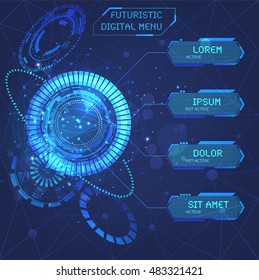 Set Ui HUD elements for cyber user interface. Futuristic design game ui template