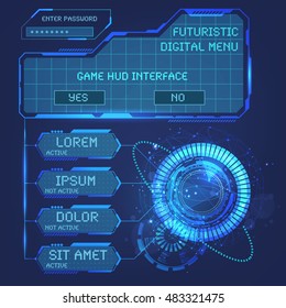 Set Ui HUD elements for cyber user interface. Futuristic space illustration Virtual Reality