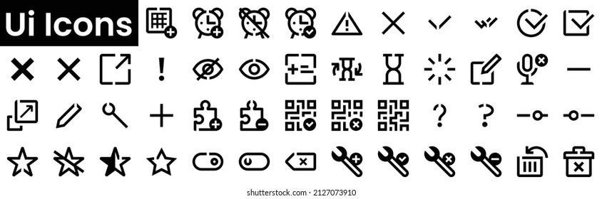 Set of ui icons Icons. Black flat icon collection isolated on white Background