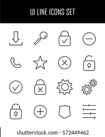 Set of UI icons in modern thin line style. High quality black outline symbols for web site design and mobile apps. Simple interface pictograms on a white background.