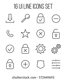 Set of UI icons in modern thin line style. High quality black outline symbols for web site design and mobile apps. Simple interface pictograms on a white background.