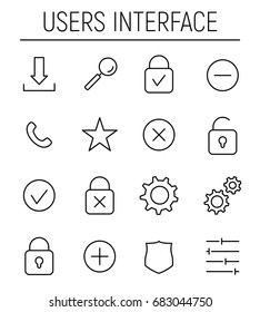 Set of UI icons in modern thin line style. High quality black outline symbols for web site design and mobile apps. Simple interface pictograms on a white background.