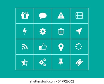 set of UI icons on green background